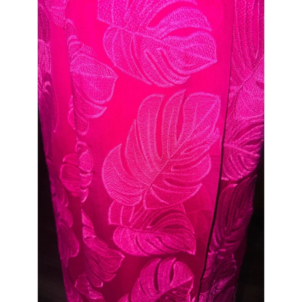Hutch Anthropologie Tropical Leaf Ruffle Maxi Dress Cruise Large Summer A6